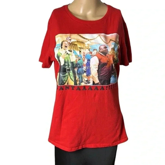 ELF  The movie,T shirt,women Large .Red,santaaaa!!!Will Ferrel Christmas T shirt - Picture 8 of 12